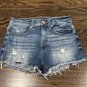 Express Distressed Blue Denim Shorts